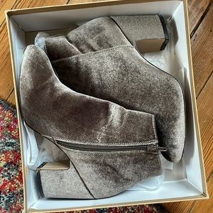Free people velvet block heel booties